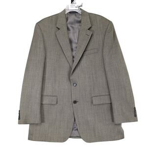 Chaps Men's 42L Wool Herringbone Suit Blazer Sports Coat Jacket, 2-Button Formal